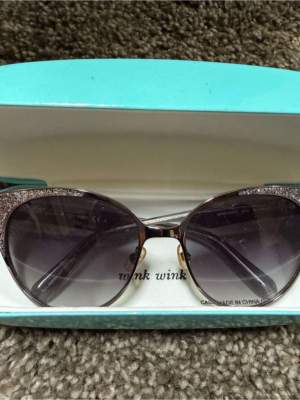 kate spade Cat Eye Gradient Sunglasses with Glitter Trim